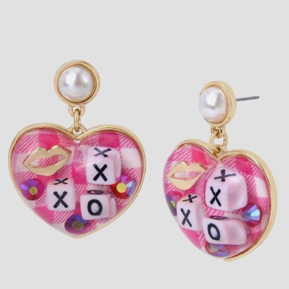 Betsey Johnson Heart Earrings - Picture 1 of 6